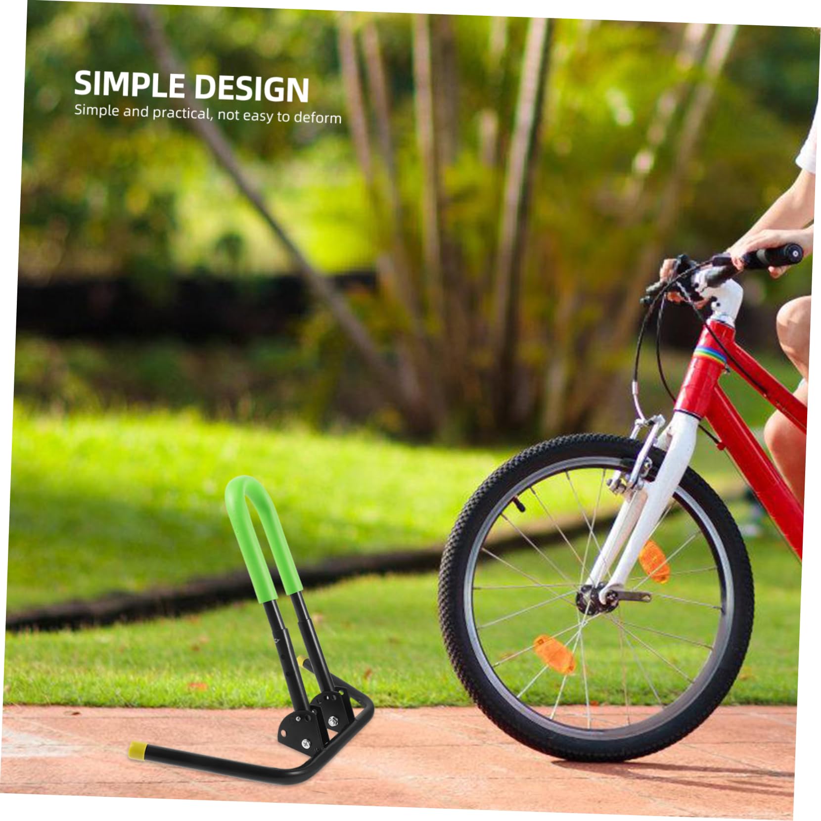 ibasenice Soporte Ajustable para Scooter y Bicicleta Metálico Desmontable para Estacionamiento Estable Soporte Plegable para Bicicleta Infantil y Balance Bike Accesorio de Seguridad Verde