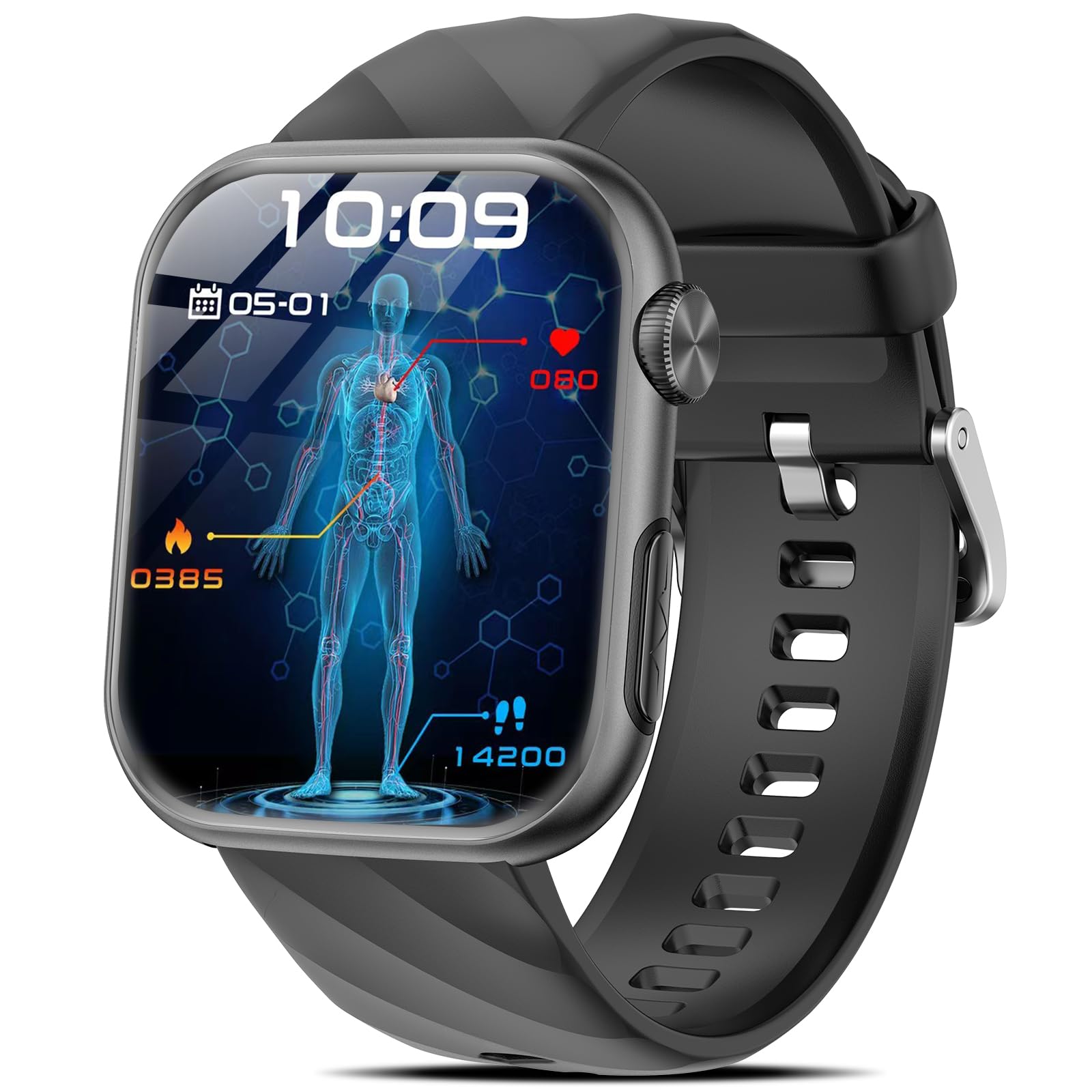 2026 Montre Connectée avec ECG/HRV/IMC/Tension Artérielle/Sommeil/Fatigue | 1.97" AMOLED Homme Smartwatch avec 24H Fréquence Cardiaque/SpO2/Température Corporelle, Appel Bluetooth/SOS, pour Android/iOS