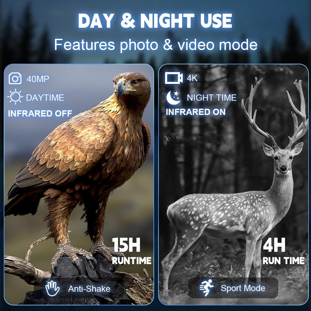 Vicloon Jumelles Vision Nocturne, 4K HD Jumelle Vision Nocturne Infrarouge avec Carte 32Go, écran UHD de 3"/Portée Visuelle 300M/ 5000mAh Batterie Rechargeable/Zoom Numérique 8X, pour Chasse/Camping