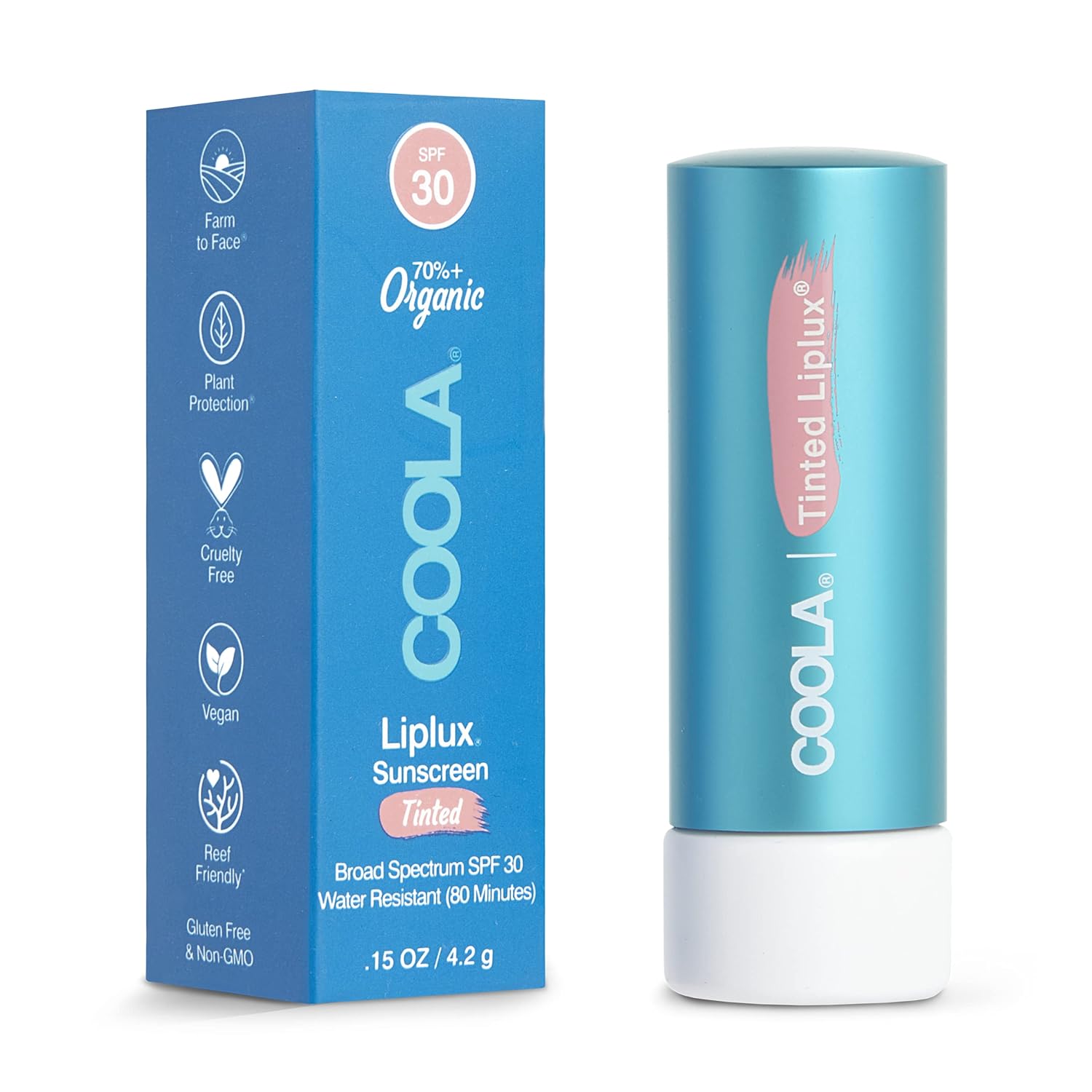 COOLA Organic Liplux Lip Balm and Sunscreen with SPF 30, Dermatologist Tested Lip Care for Daily Protection, Vegan and Gluten Free, 0.15 Oz : Beauty & Personal Care
