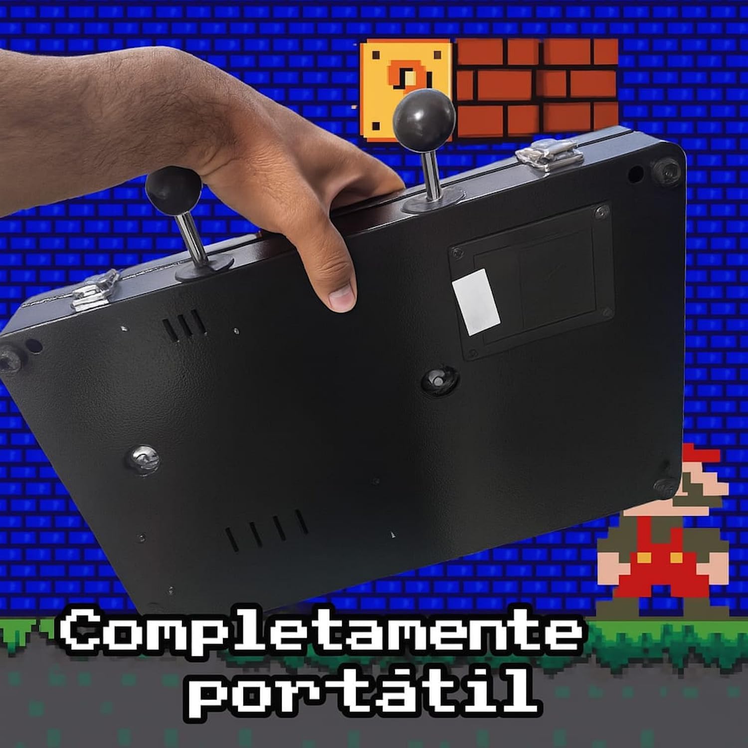 Arcade portatil con Monitor de 17 Pulgadas , 6 Botones Arcade por Jugador, Incluye Bateria para Juego portatil sin Cables, Consola Ideal para Viaje, Preparado para encender y Jugar