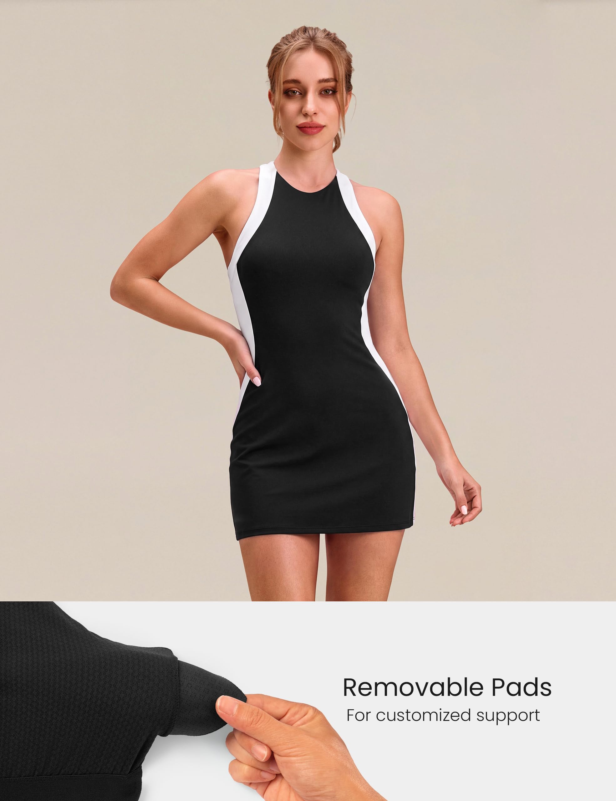 JOYSPELS Sportliches Tennis-Golfkleid für Damen, mit integriertem BH und separaten Shorts, Frühlings- und Sommerkleider