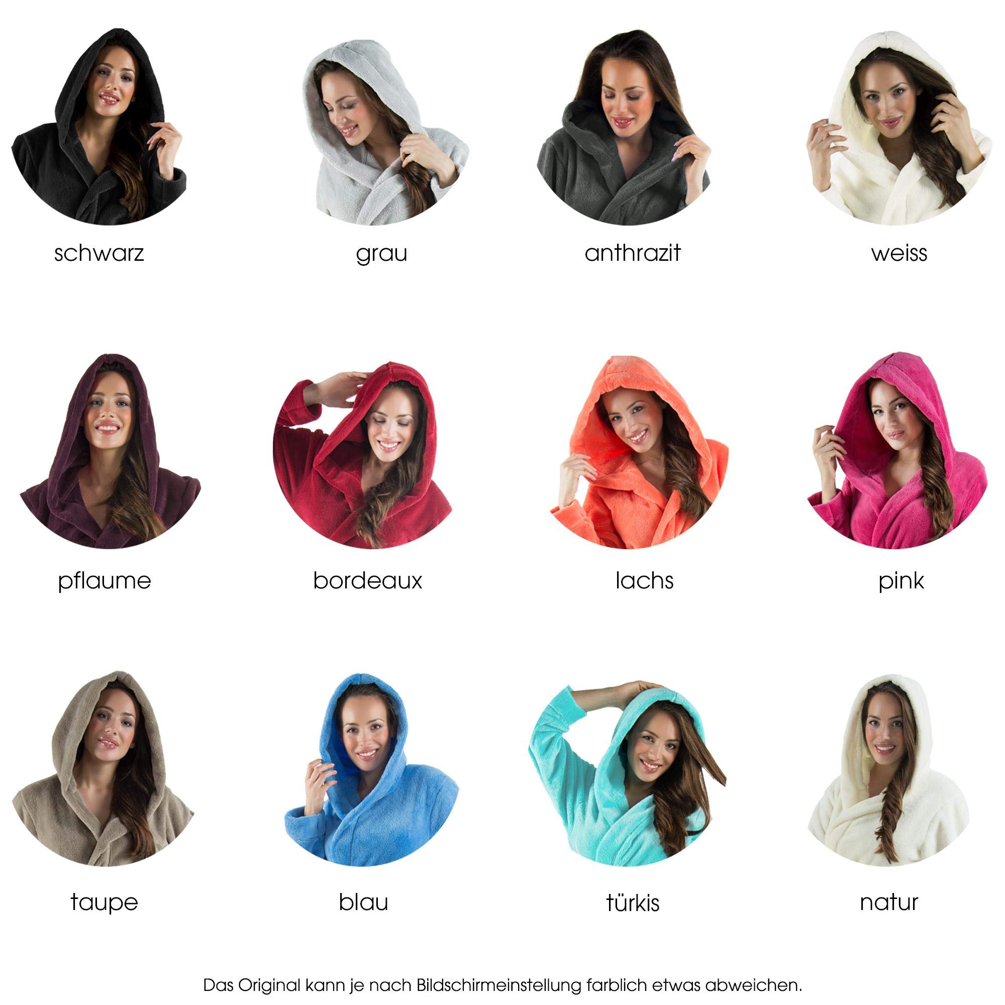 CelinaTex XS-XXXL Bademantel Kapuze zweifarbig kurz seitliche Eingrifftaschen Damen Sherpa Kuschelfleece Morgenmantel, Sauna, Spa, Pool, Bad, flauschig und komfortabel - OEKO-TEX Kos