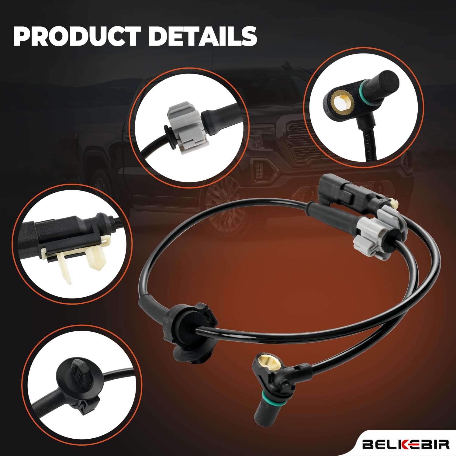 2PCS Front Rear ABS Wheel Speed Sensor Left & Right Compatible with 2014-2020 Chevy Silverado 1500 Suburban Tahoe, GMC Sierra 1500 Yukon XL, Cadillac Escalade ESV ABS Sensor Replace 20971873 23498355