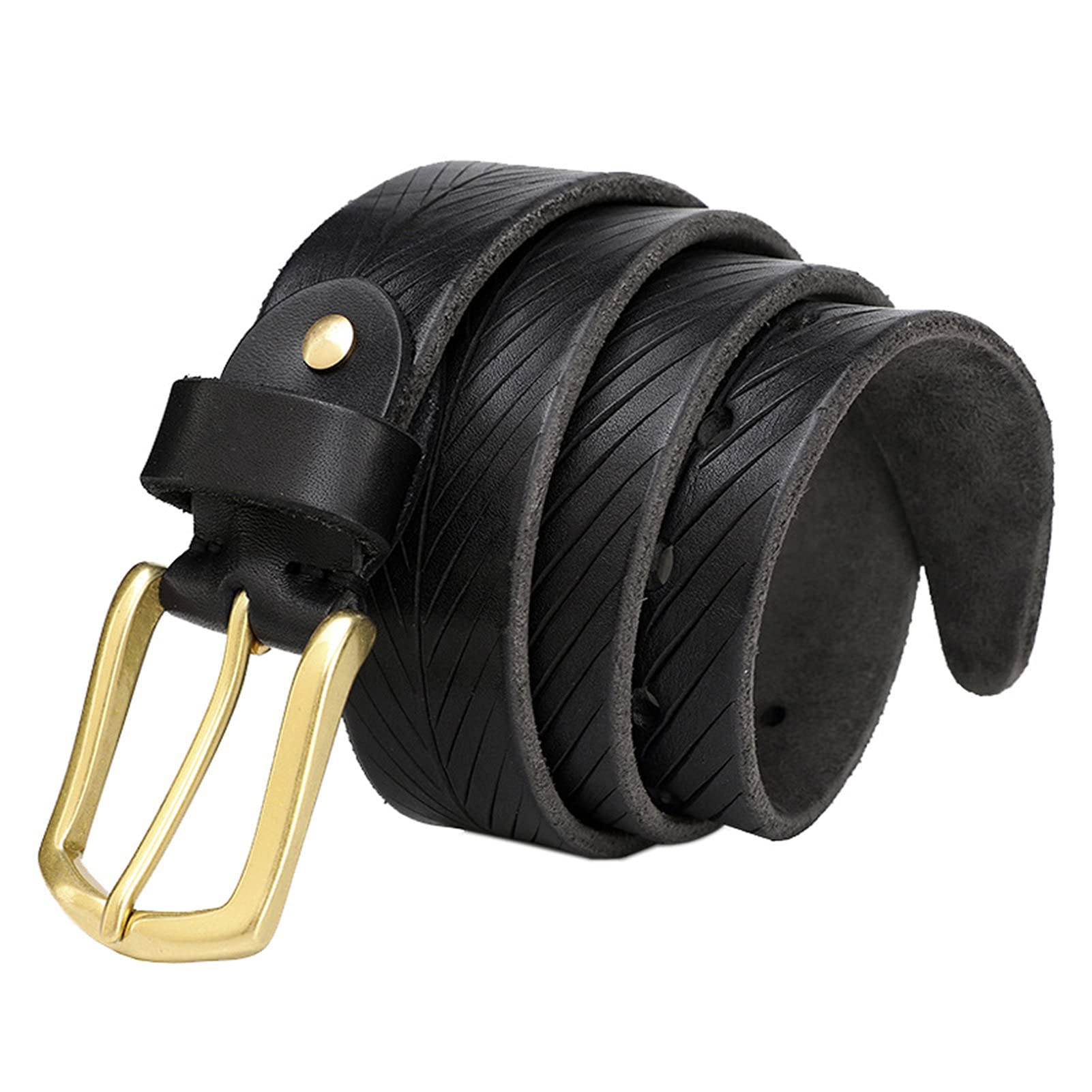 Gürtel für Damen und Herren Rindsleder Leder Geschnitztes Handgemacht Ledergürtel Jeansgürtel mit Gold Dornschließe 38mm breit Perfekt für jeden Anlass