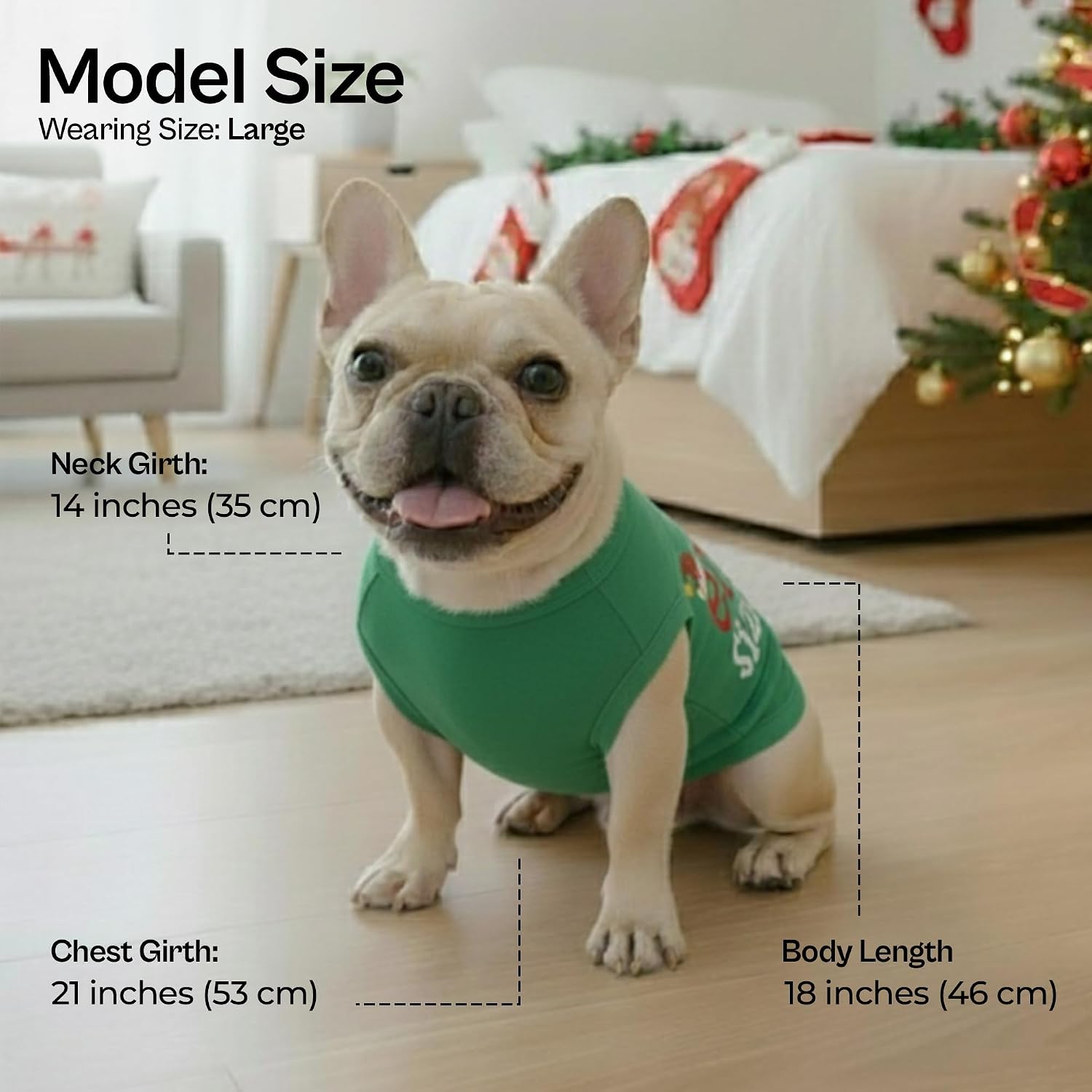 Parisian Pet Dog Tshirt - Embroidered “Dear Santa Define Good“ Dog Christmas Shirt - 100% Cotton Shirt - Sleeveless Clothes - Machine Washable Dogs Vest - Shirts for Large Dogs - 2XL
