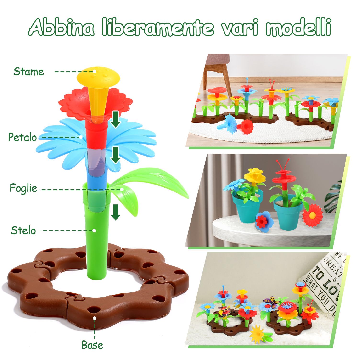 cute stone Set di Attrezzi da Giardinaggio per Bambini, Giocattoli da Giardino con Carriola, Annaffiatoio, Pala, Giocattolo da Costruzione per Giardino Fiorito, Giocattolo per Interni Ed Esterni
