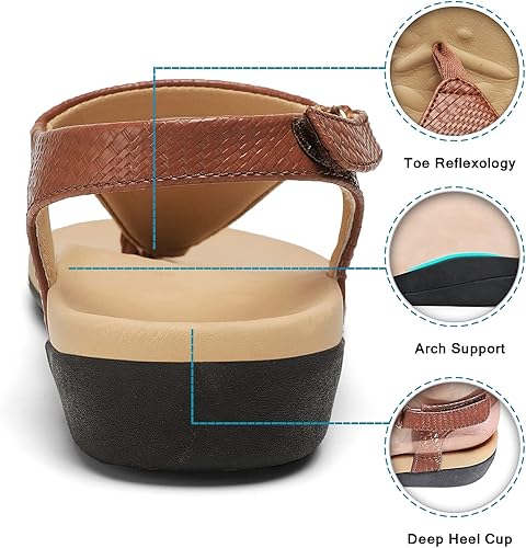 Miniatura 3 de UTENAG - Sandalias ortopédicas ajustables con soporte de arco para mujer