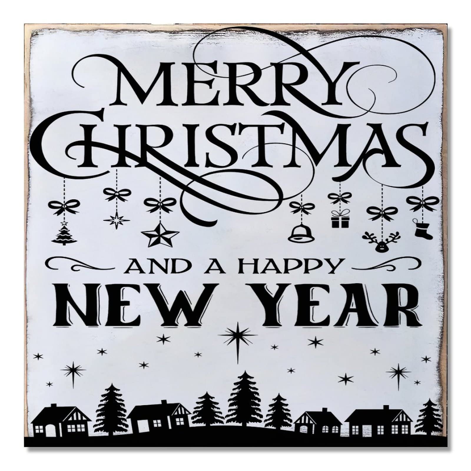 Panneau de Noël en bois véritable de 40,6 cm, suspension durable haut de gamme
