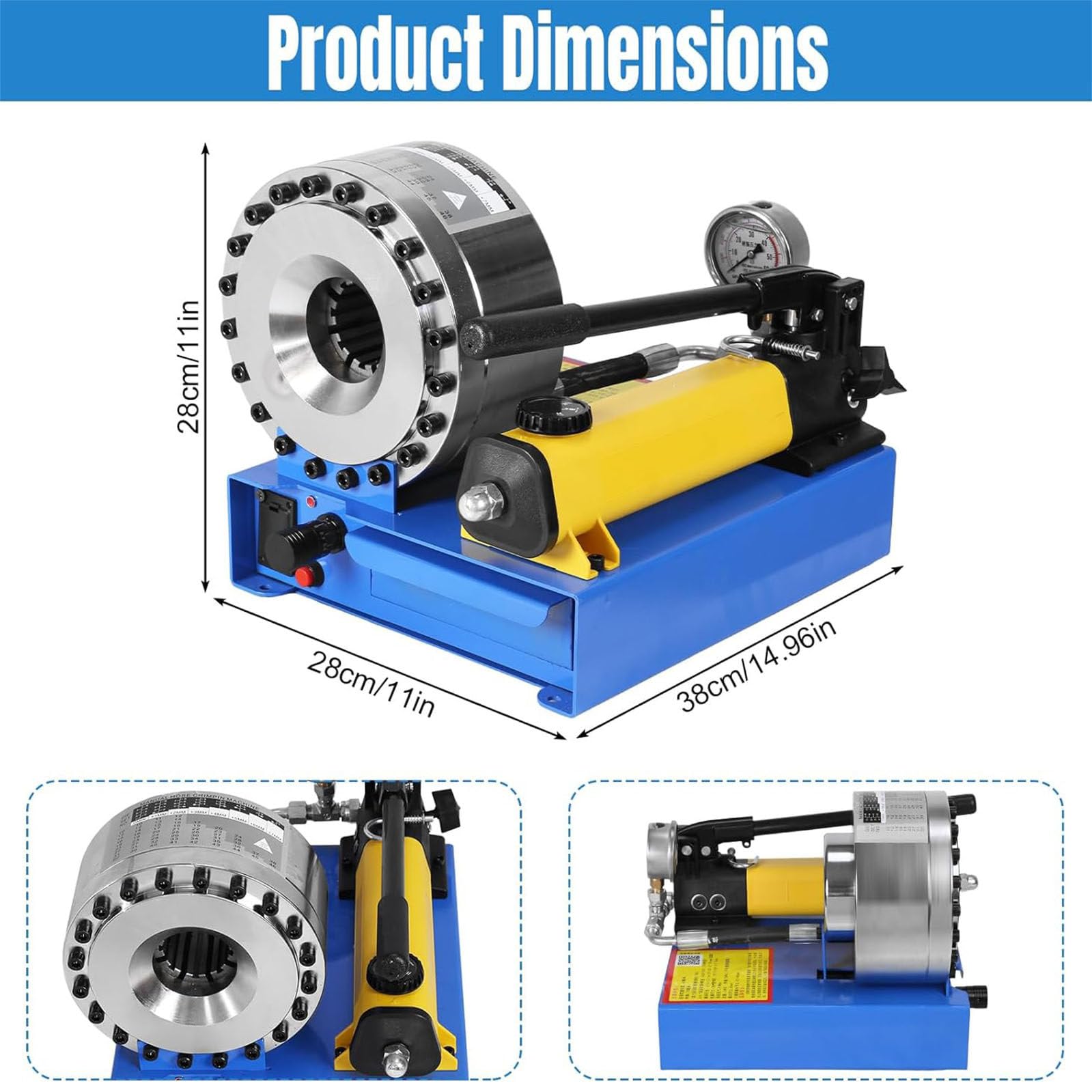 Tragbare Schlauchpresse, handgeführte Hydraulikschlauchpresse, tragbare Schlauchpresse mit 7 Matrizensätzen, für Bagger, Automobile, Landmaschinen und Rohrleitungen