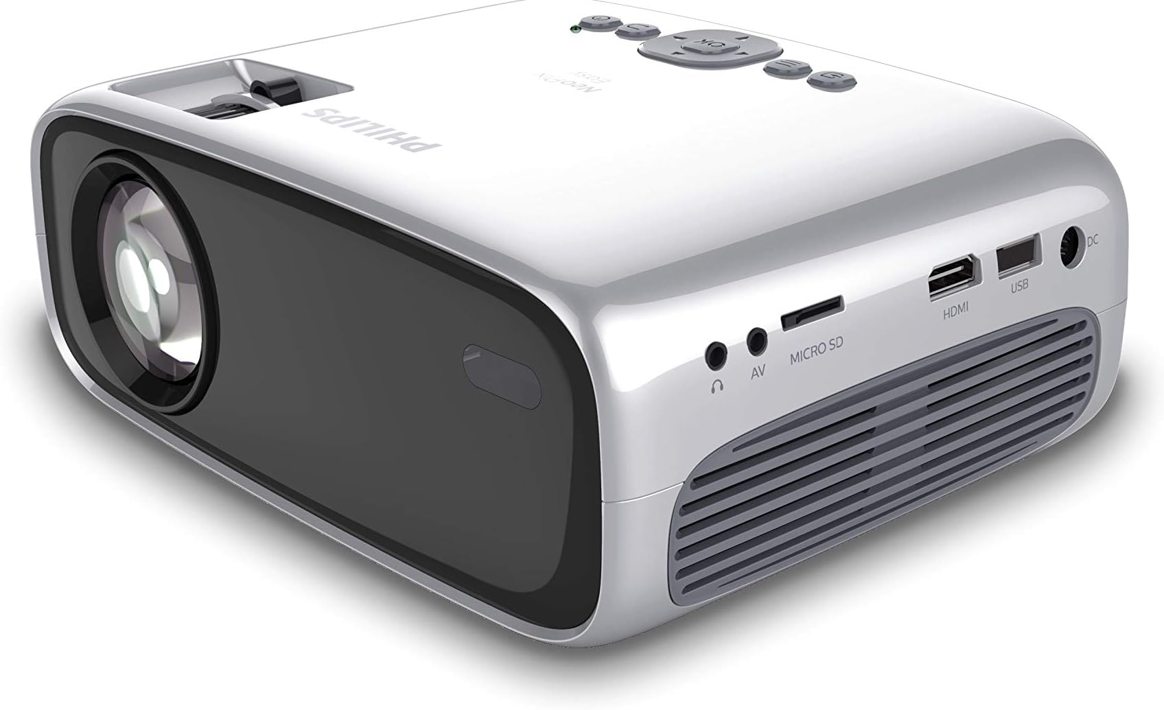 Projection Philips NeoPix Easy Mini Projector Professional Portable for Home / Business - 80 "1080p FHD LED Stereo Speakers 2600 lumens Total Connectivity HDMI USB MicroSD (20 years duration)