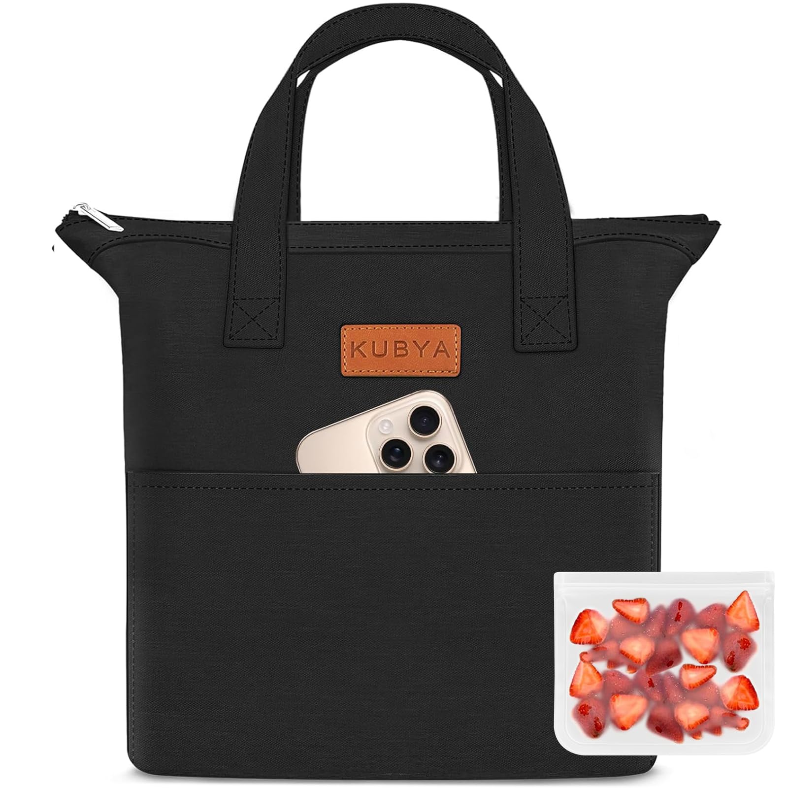 KUBYA Lunch Box Lunch Bag for Women Adult Men Insulated Cooler Lunch Boxes Simple Reusable Lunchbag Cute Lunchbox Large Capacity Lunch Tote Bags for Picnic or Work, Included Food Storage Bag