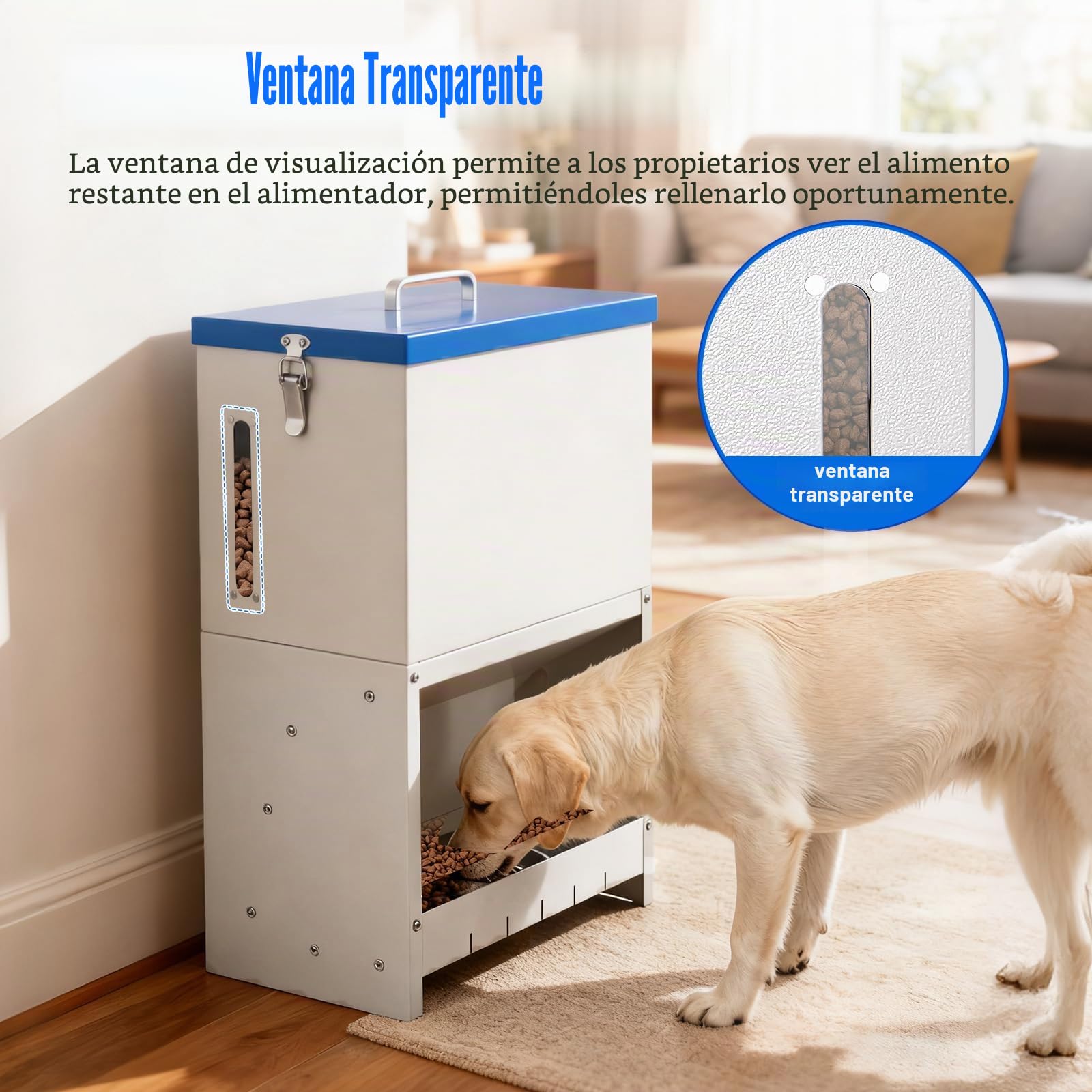 Comedero Automático para Perros, Alimentador de Metal Galvanizado para Interiores y Exteriores, Dispensador Automático de Gravedad de 25 Lbs, Adecuado para Perros Pequeños, Medianos y Grandes