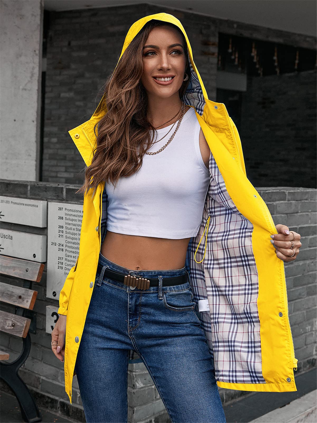 SotRong Giacche invernali calde da donna UK impermeabile lungo trench cappotto con cappuccio impermeabile antivento giacca esterna