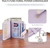 Vista 3 de POIUGOYA Billetera delgada para mujer, con bloqueo RFID, plegable, tarjetero con cremallera y bolsillo para monedas, ventana para identificación