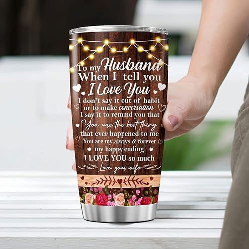 Miniatura 4 de Vaso de café personalizado con texto en inglés To My Huss con nombre personalizado, regalos de boda para parejas, hombres y adultos, taza de viaje
