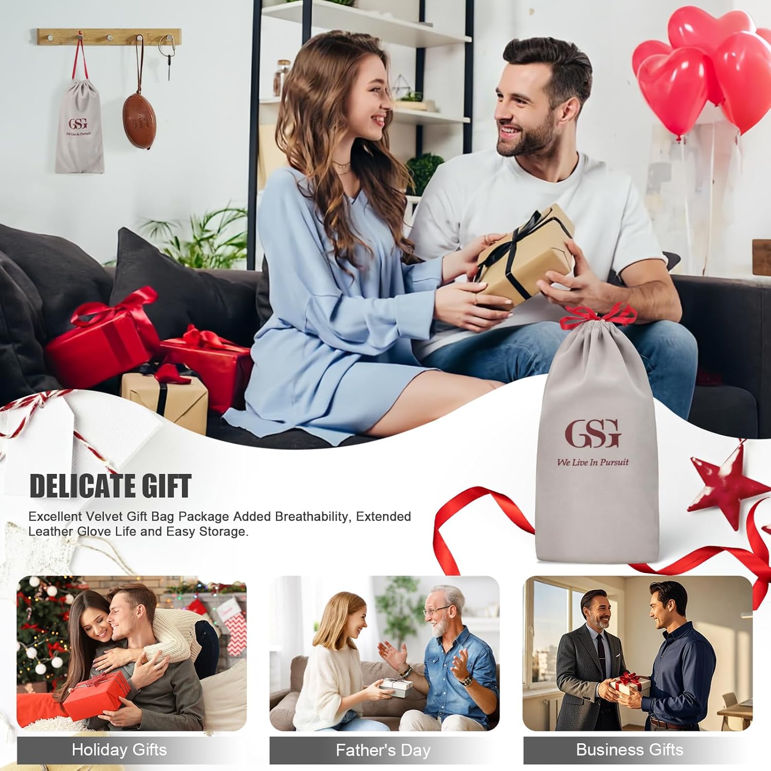 GSG Men Genuine Leather Gloves Driving Gloves Warm Fur Lined Classic Dress Sheepskin Gloves Hand-stitched - Image 8