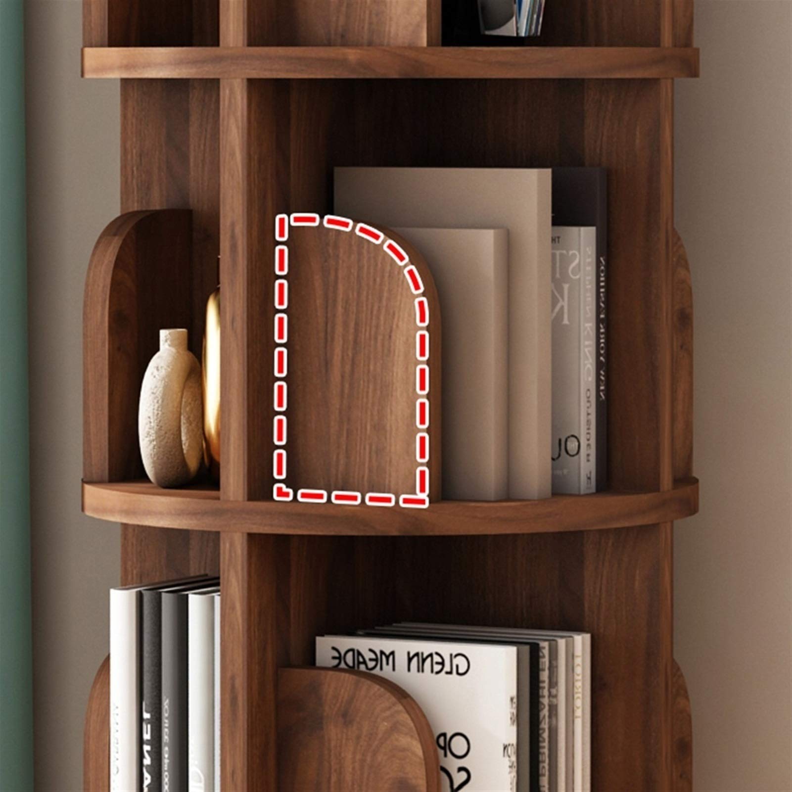Estante de rotación de 360 niños, Sala de Estar de la Sala de Estar estimule el interés en el Aprendizaje, ensamble la estantería (Color : Brown, Size : 46 * 131cm)