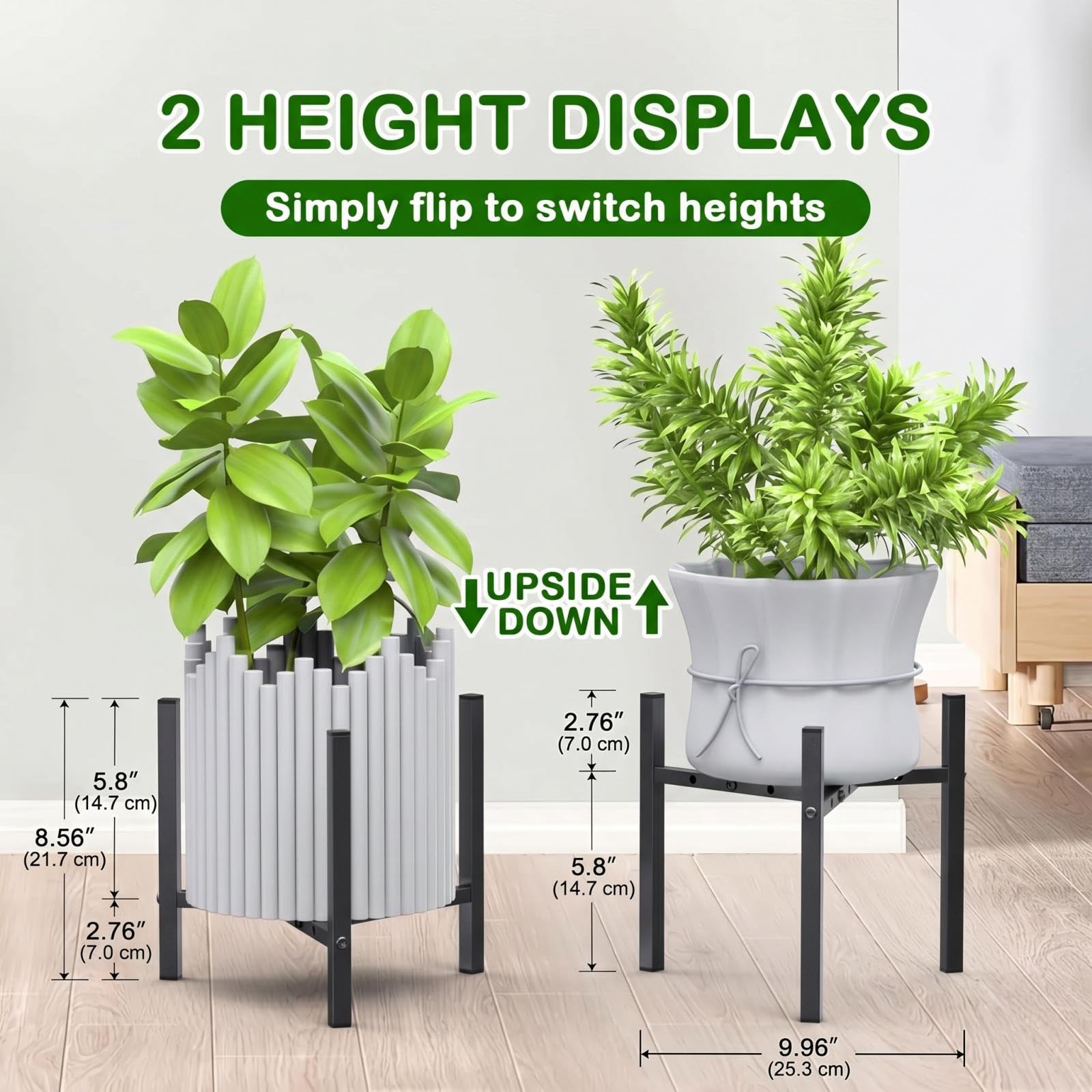 Support Plantes Intérieur Réglable Métal Noir - Porte Plantes D'Angle Pour Intérieur Extérieur Jardin Balcon - 1 Pièce