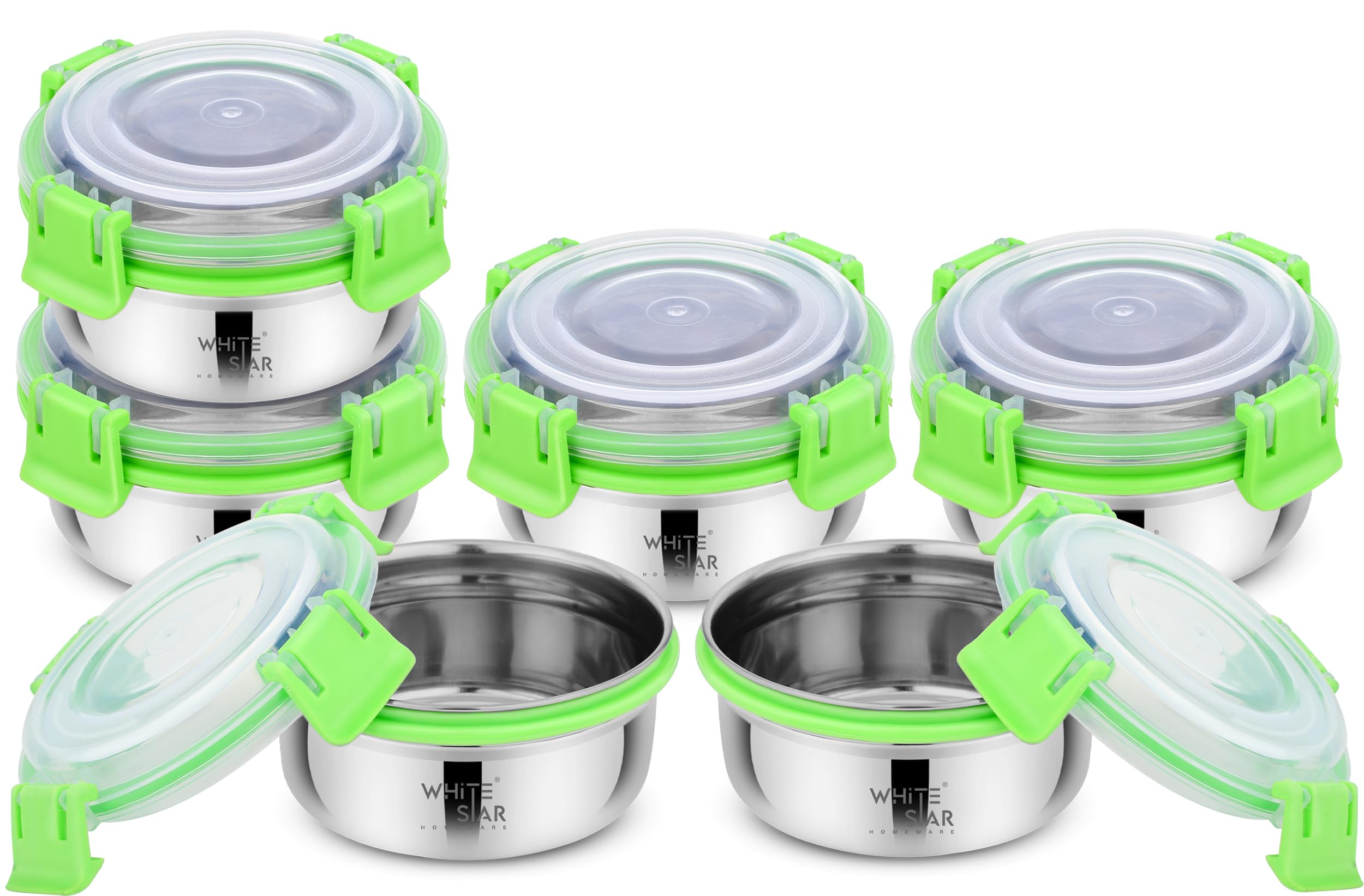 WHITE STAR Stainless Steel Food Storage Box, 350ml - 6 Pcs Containers - Airtight Food Storage Box With Lid, Leak Proof & BPA Free - Steel Container For Daily Use In Home Office-image-46