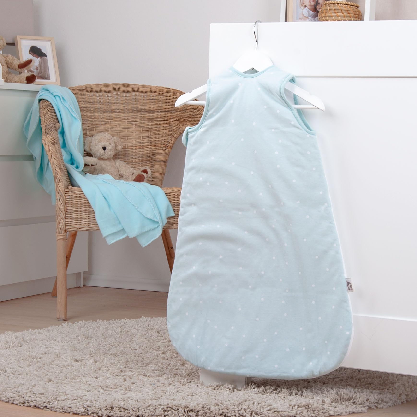 Herding babybest Gigoteuse bébé, Petit hérisson, 70 cm, Fermeture Zippée Latérale et Boutons-Pression, Extérieur 100% Coton, Garnissage : 100% Polyester, Weiß, Grün