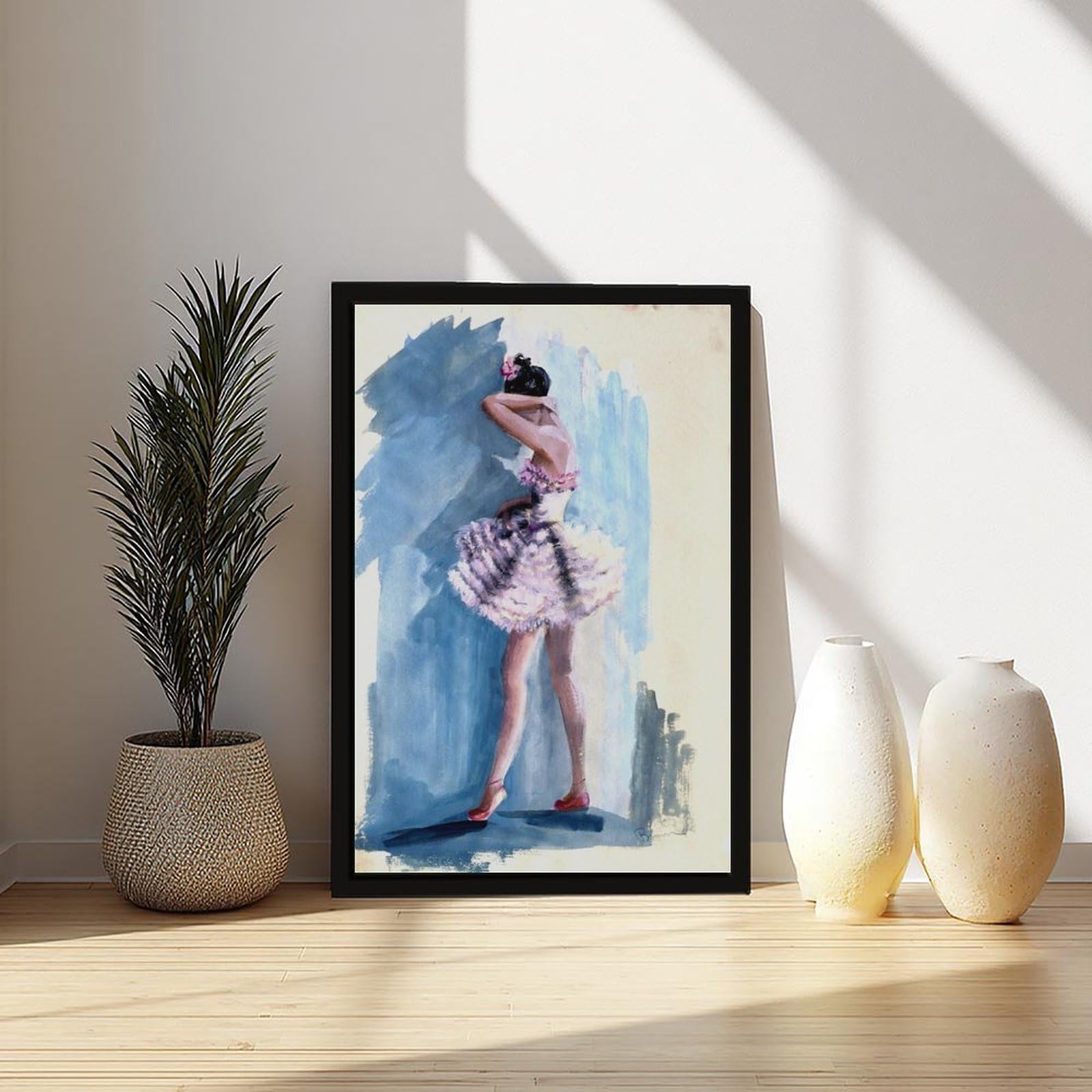 Poster su tela a tema ballerina ad acquerello blu danza poster decorazione camera da letto paesaggio ufficio camera da letto decorazione regalo 40,6 cm L x 61 cm W