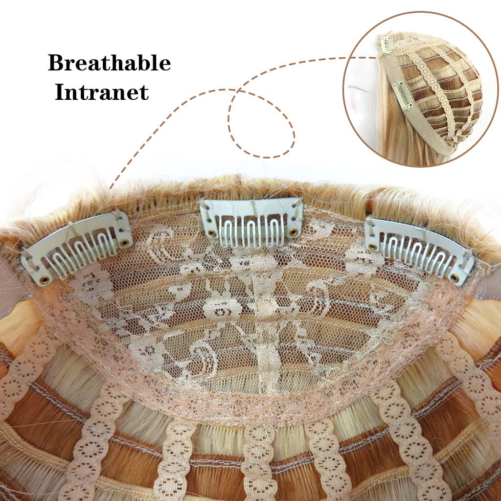 RemeeHi Thick Long 3/4 Machine Weft Cap Half Wig Body Wave Clips in 100% Brazilian Remy Human Hair Remy Half Wig For Women 16 Inch-160g #60 Lightest blonde