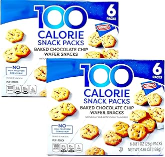 Fit & Active Baked Chocolate Chip Mini Cookie Wafer 100 Calorie, 6 Individual Packs, 2 Box, Low Calorie Snack Snacking Food Treat