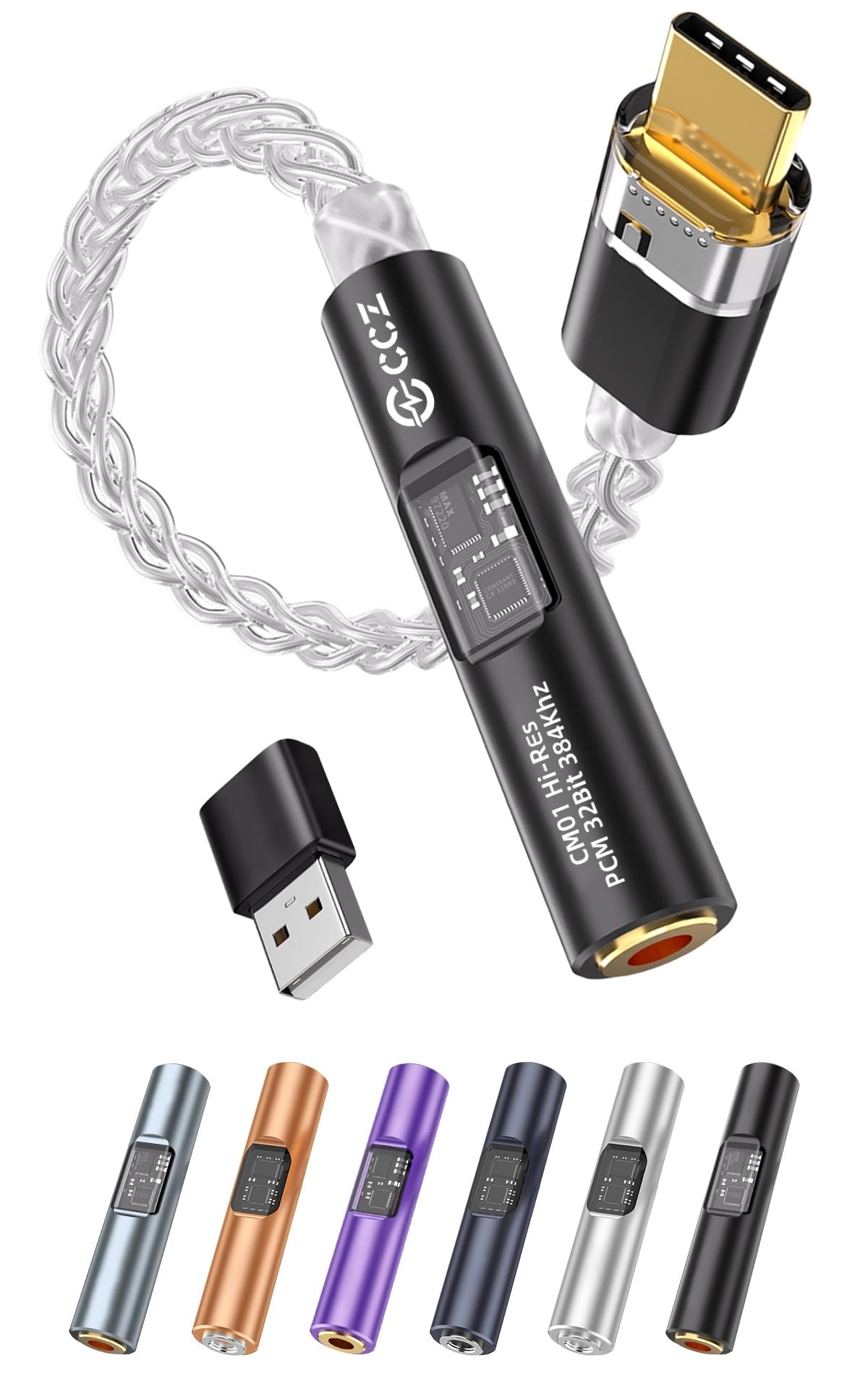 2026 Neuester USB-C-DAC-Audio-Adapter mit Kopfhörerverstärker, USB C auf 3,5 mm Audio-Adapter für kabelgebundene Kopfhörer, Hi-Res Typ C DAC kompatibel mit iPhone 15, Android, Laptop und Tablet