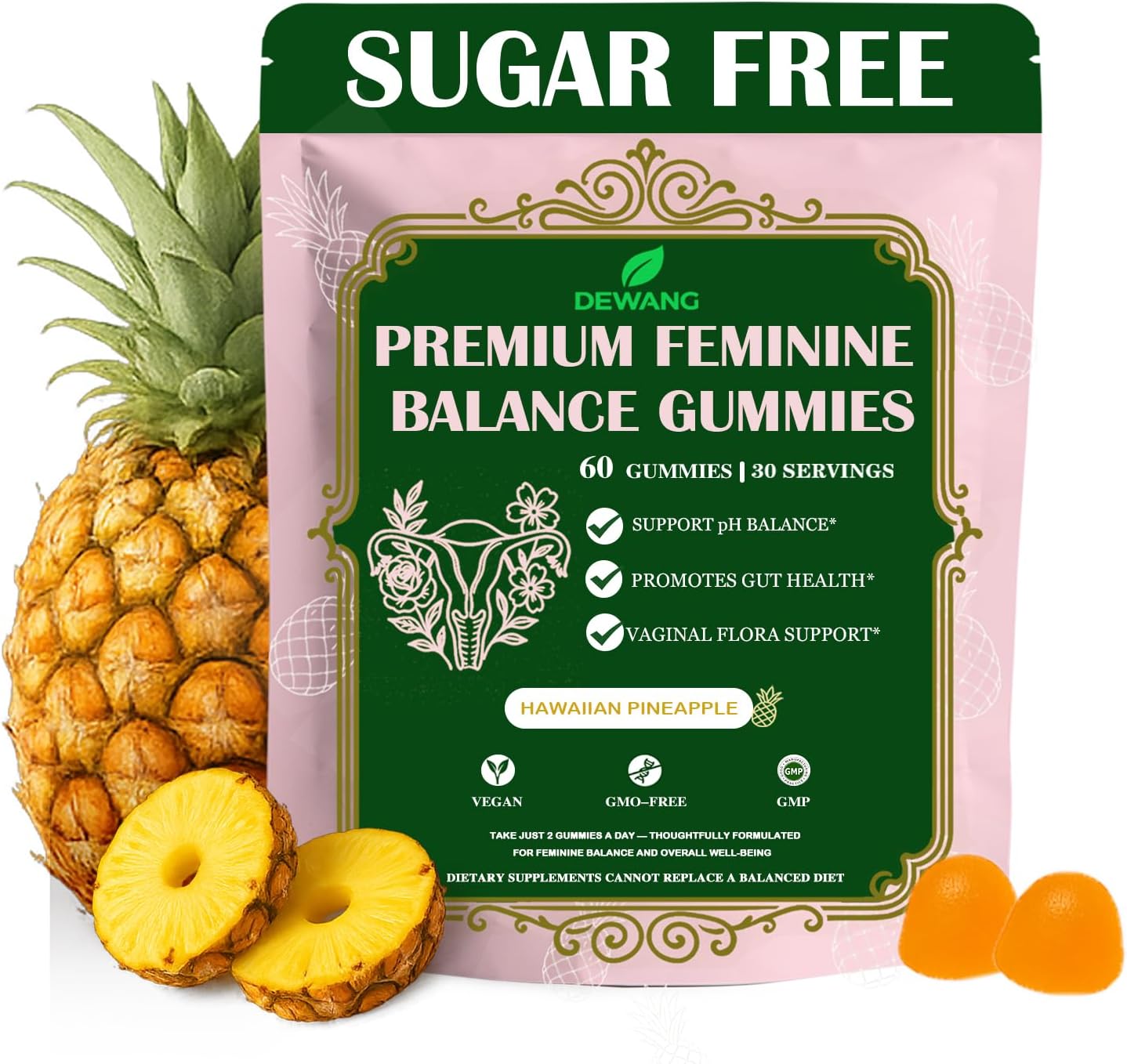 DEWANG Feminine Balance Gummies – Daily pH Balance & Vaginal Health Support, Probiotics for Womens Odor & Confidence Pineapple Flavor Vegan & Sugar-Free (Pineapple) - Image 8