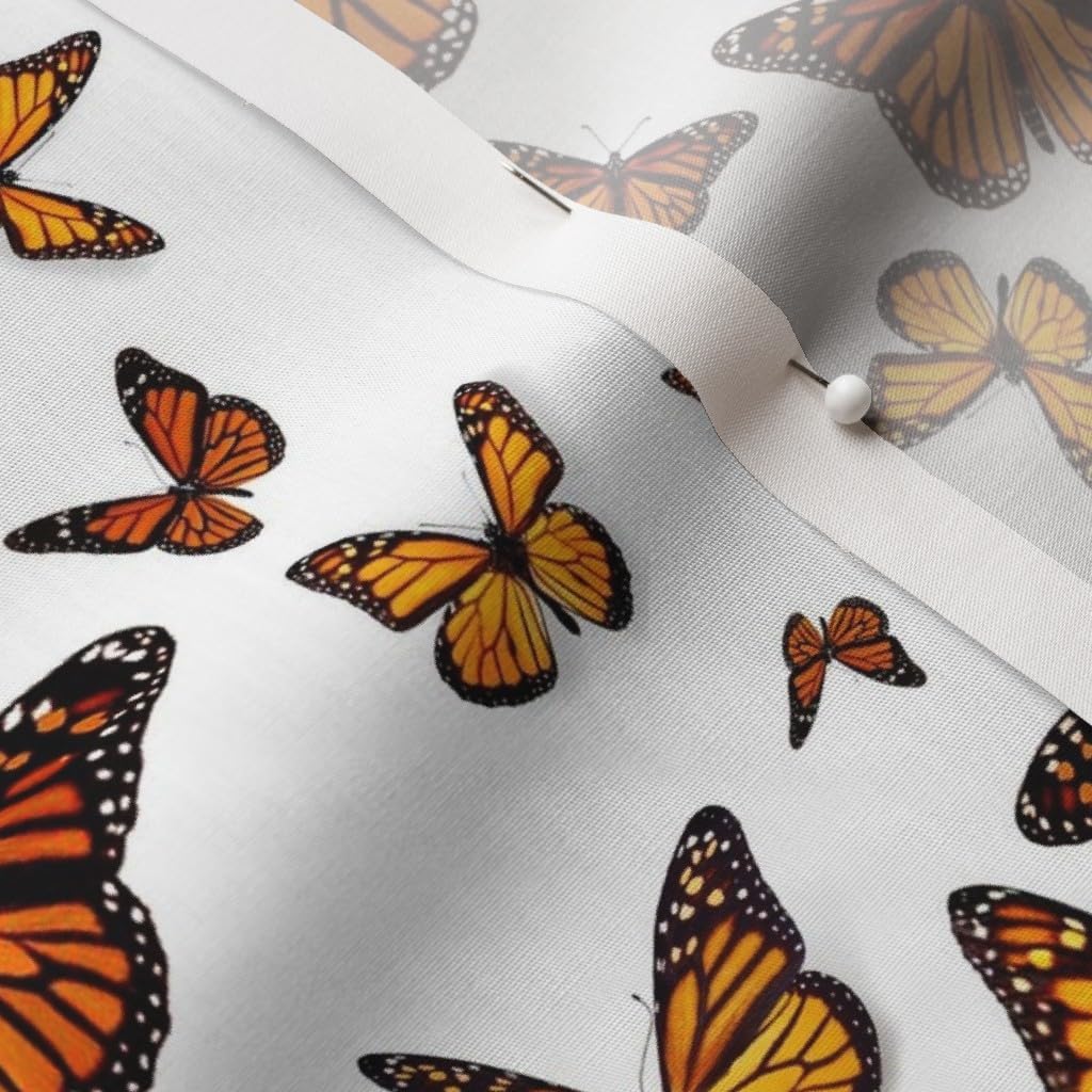 Spoonflower Fabric - Monarch Butterflies Butterfly Orange Nature Bug Insect Printed on Cotton Poplin Fabric by The Yard - Sewing Shirting Quilting Dresses Apparel Crafts