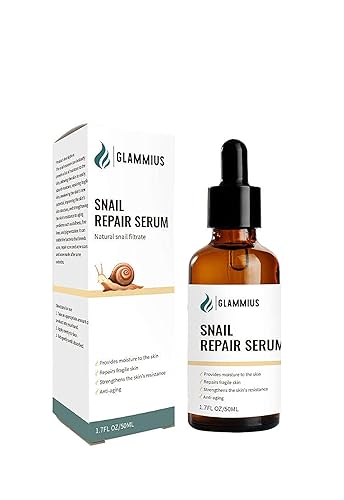 Suero Glammius Caracol Mucin con filtrado de caracol, retinol y aceite de ricino. Para pieles opacas, piel dañada, arrugas, con efectos de