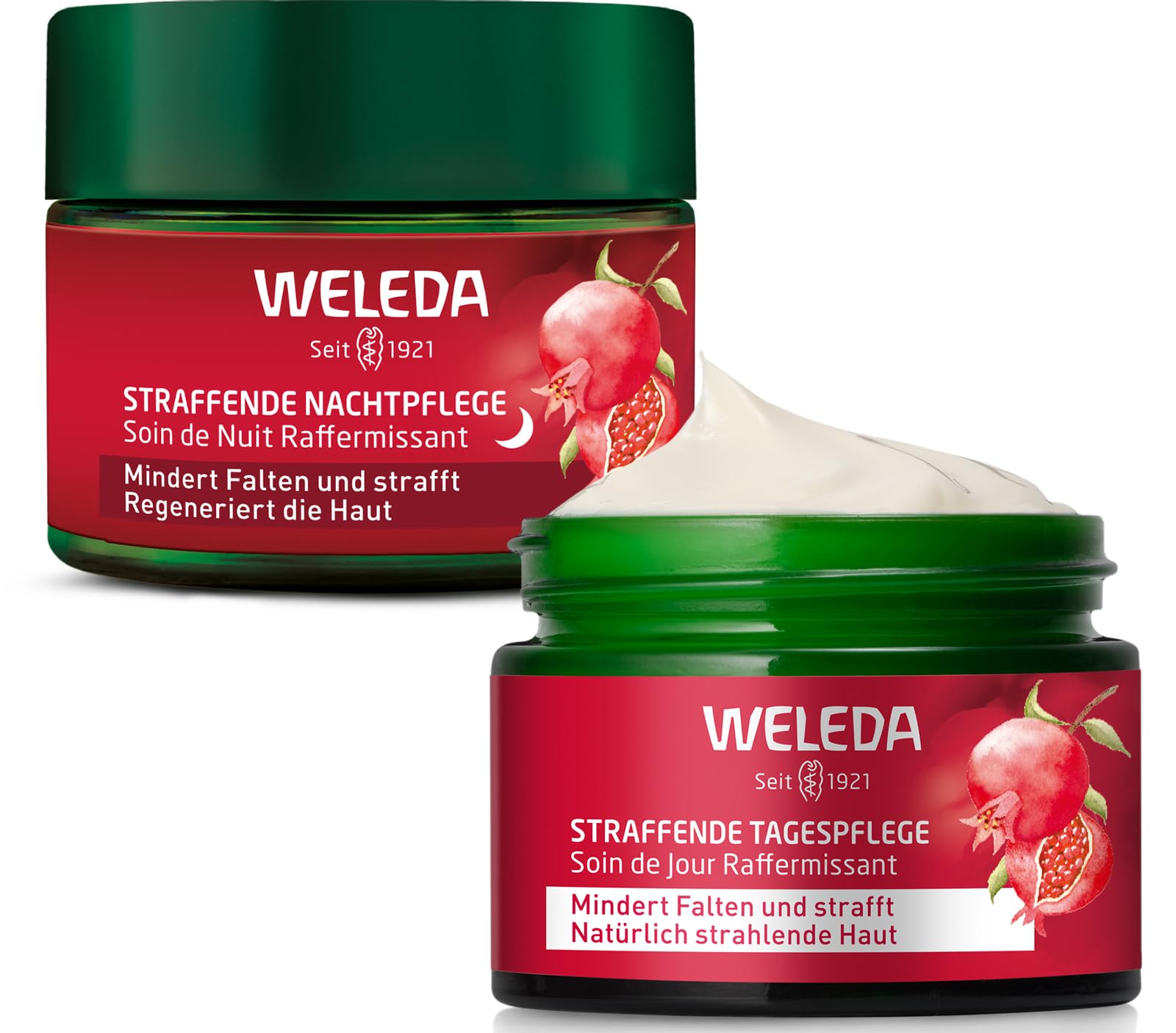 WELEDA Bio Straffende Tages- & Nachtpflege Set – Naturkosmetik Anti-Aging Gesichtscreme mit Granatapfelsamenöl & Maca-Peptiden – mindert Falten, erhöht Elastizität & regeneriert die Haut (vegan)