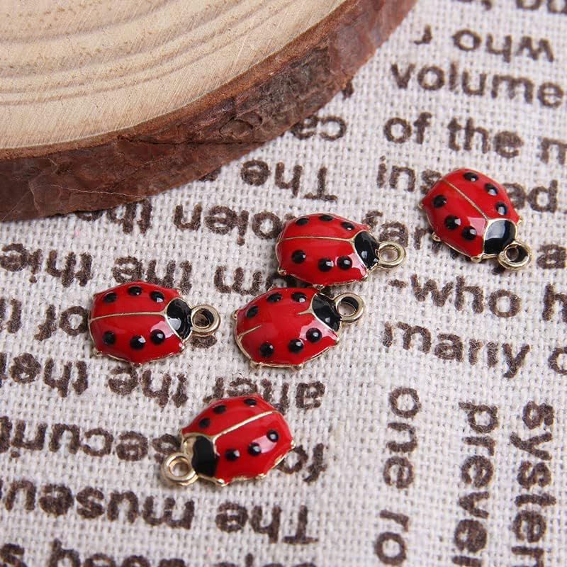Acxico 20pcs 12x9mm Red & Black Ladybug Charms antique silver Pendants Making - Image 7