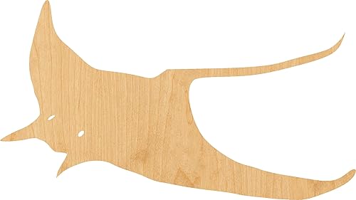 Manta Ray 2 Laser Cut Out Wood Shape Craft Supply - 4 Inch