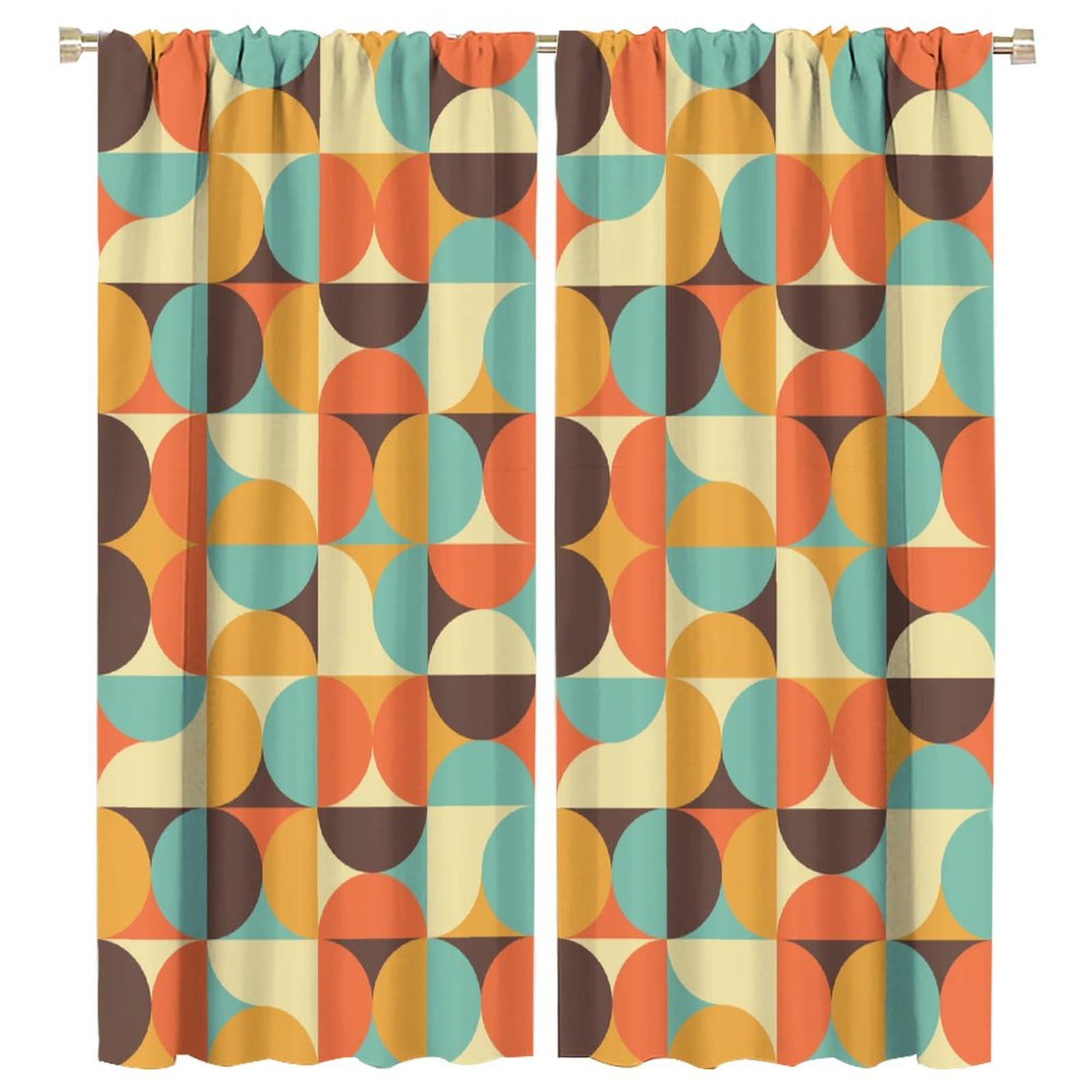 Mid Century Blackout Window Curtains,Mid Century Fifties Modern Retro Colors Pattern for Home Kitchen Livingroom Coffee Room Curtains Window Drapes 2 Panels 55x63in