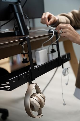 Miniatura 8 de Bandeja de organización de cables para debajo del escritorio, extensible de 16 a 31 pulgadas de acero resistente, para colocar debajo del