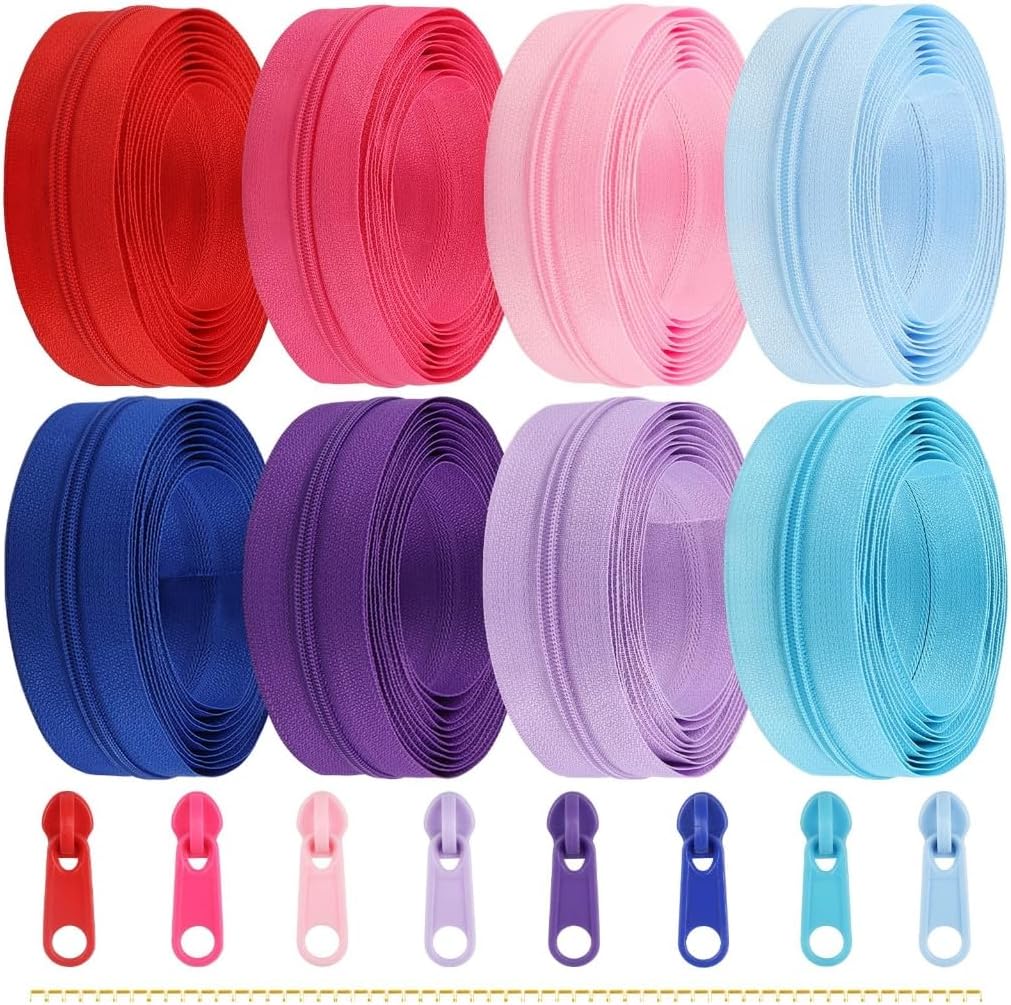 Nylon Coil Zippers #3#5 Zippers Repair Kits Zips Pulls Sliders Easy to Use Crafts Supplies for Sewing and Crafting