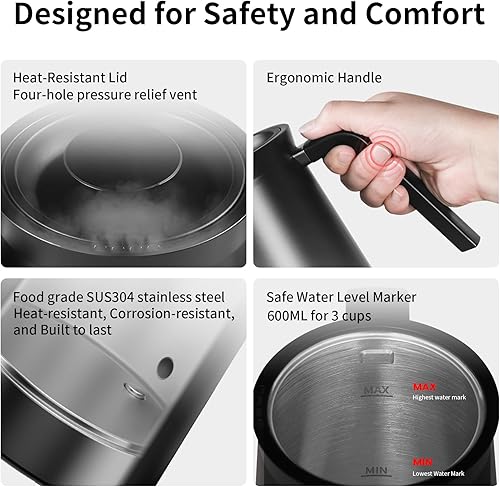 Miniatura 7 de MHW-3BOMBER Hervidor eléctrico de cuello de cisne, hervidor de café profesional, tetera con control preciso de temperatura, pantalla LED, apagado