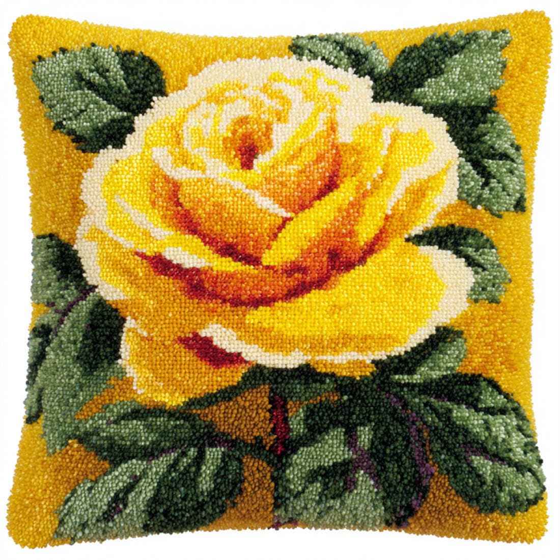 Kitquiver Animal DIY Latch Hook Kit Fantasy Rose Cushion Pillow Front Chunky Cross Stitch Kits DIY Embroidery Needlepoint Kit for Home Décor 17x17In