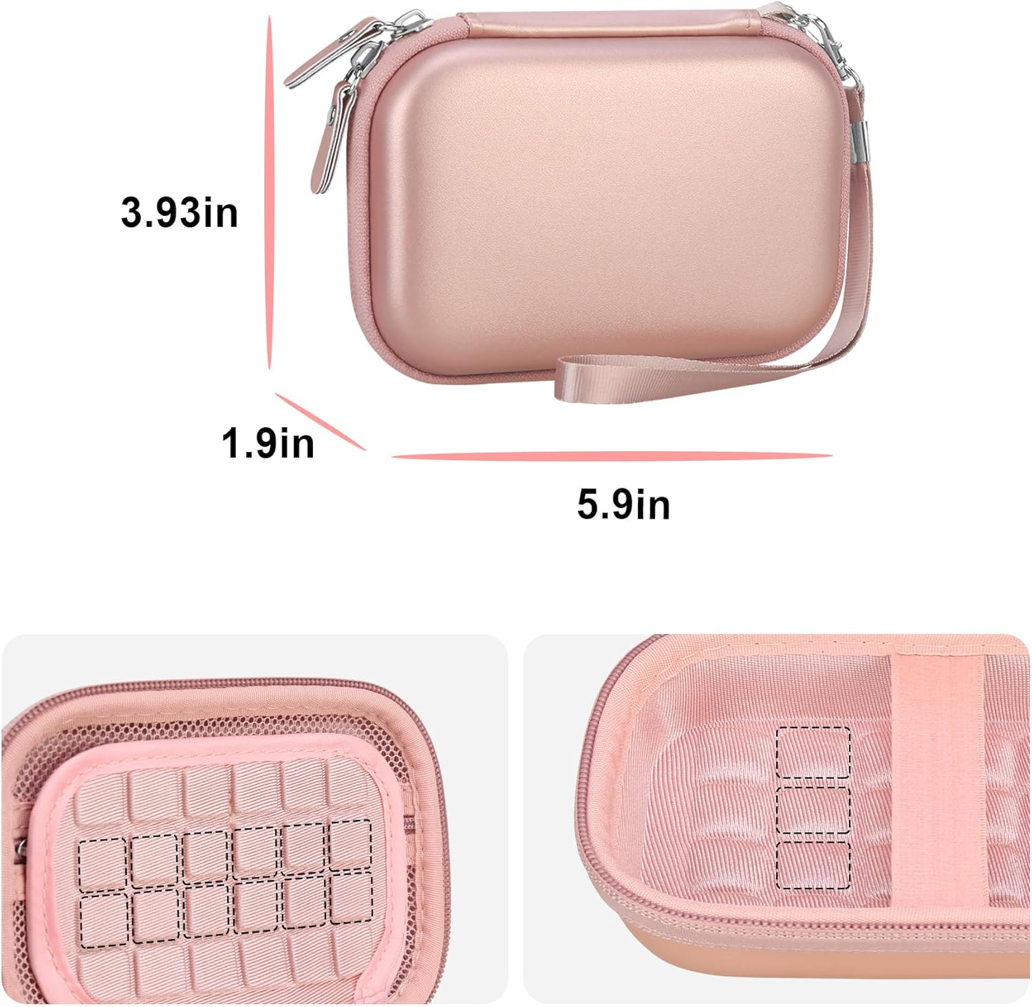 Canboc Carrying Case for KODAK PIXPRO FZ55/ FZ45/ FZ43/ FZ53 16MP Digital Camera, Video Vlogging Camera Bag, Zipper Mesh Pocket fit Cable, Rose Gold (Case Only)
