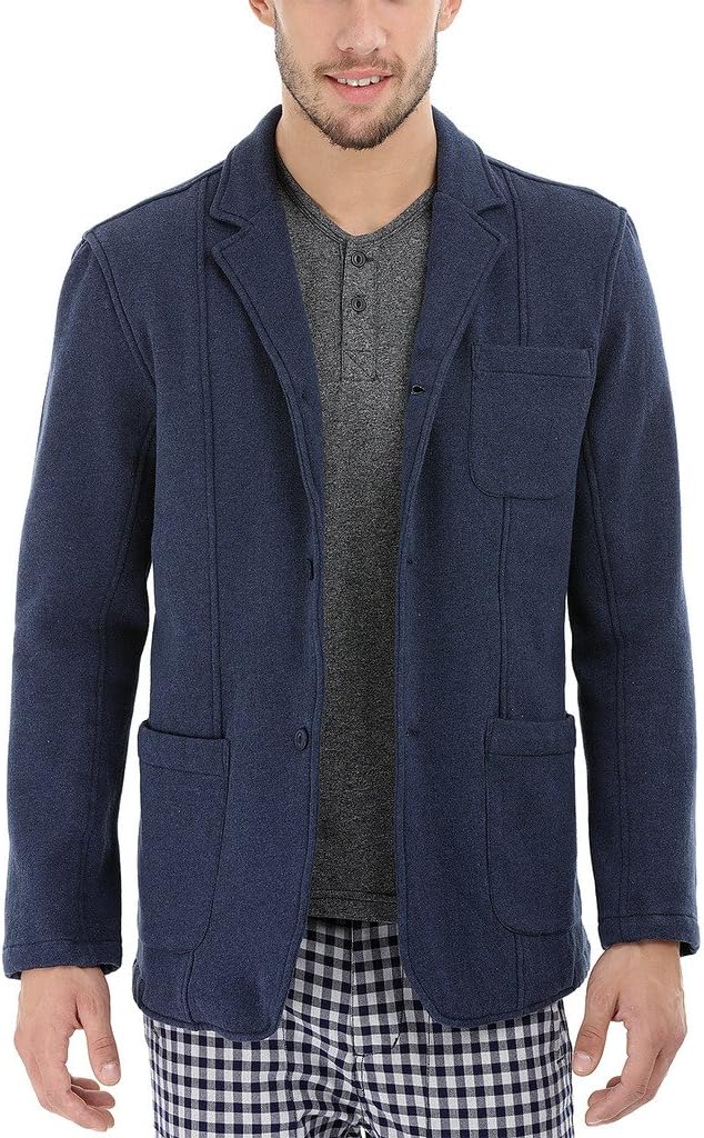 Zobello Men's 3 Button Fleece Blazer