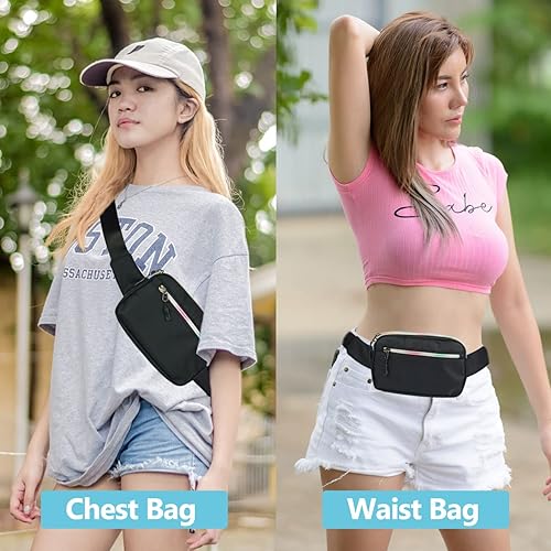 Miniatura 2 de Riñoneras para mujeres y hombres, bolsa de cinturón de moda, bonita bolsa de cintura para viajes, correr, senderismo, entrenamiento, Negro -, Moda
