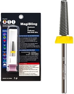 16mm Long Tapered Barrel Nail Drill Bit, 3/32” Safety Tungsten Carbide E-File Bit for False Nail Application, Press-On Tip Apply Nail Extension, Gel & Acrylic Removal, Two-Way Rotation, Extra Fine.