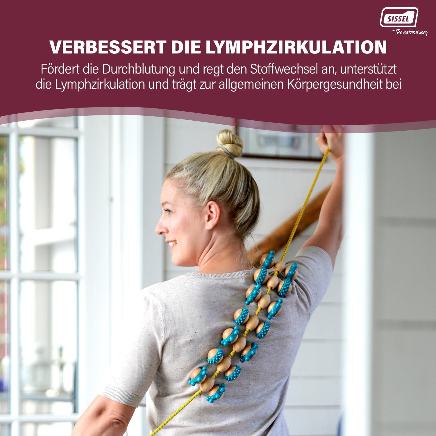 SISSEL® Fit-Roller Seil-Roller | Muskelentspannung und Durchblutungsförderung | Ökologisch & Phthalatfrei | Kombination aus Tradition & Moderne | Vielseitige Rückenmassage | Wellness & Gesundheit