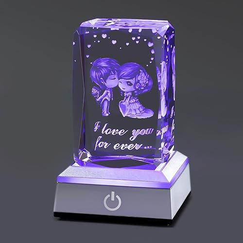 Miniatura 39 de hochance - Lámpara de decoración Rosa, luz nocturna multicolor de cristal 3D, ideas de regalos para Navidad para novia, esposa, madre, pareja