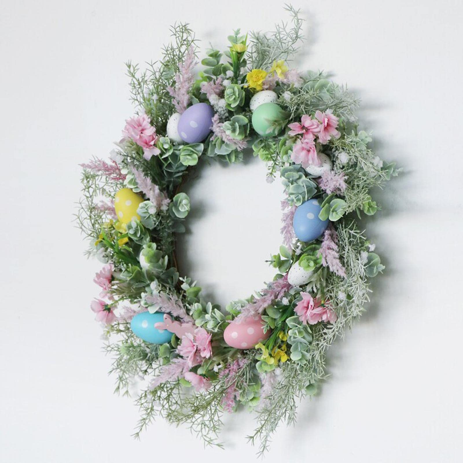 Ghirlanda di Fiori a Forma di Pasqua da 45 Cm da Appendere alla Porta D'ingresso, Perfetta per Le Feste in Stile Rustico.