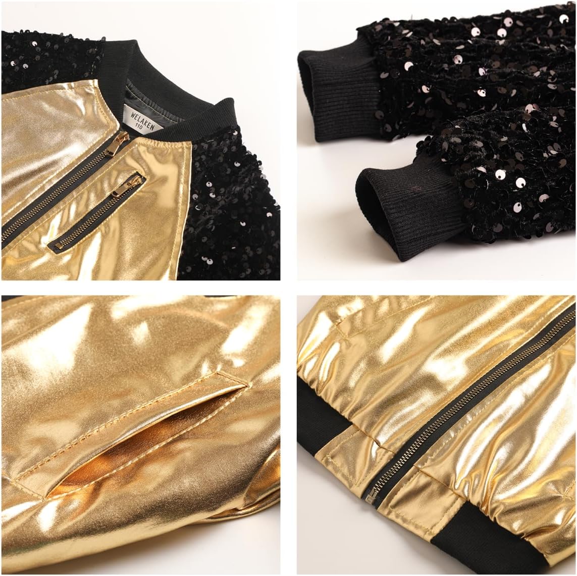 WELAKEN Sequin Jacket for Girls II Kid & Toddler lightweight Flight Jacket Kid's Bomber Jacket - Image 6