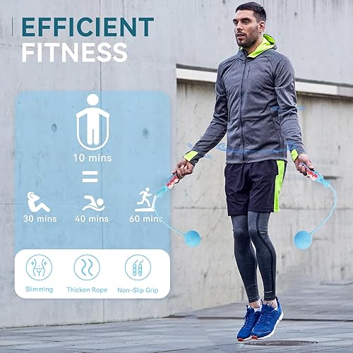 Miniatura 11 de Cordless Jump Rope for Fitness with Indoor Jumping Rope Weighted Ropeless Skipping Jump Rope for Men Women Kids High-Speed Rope Skipping for Narrow