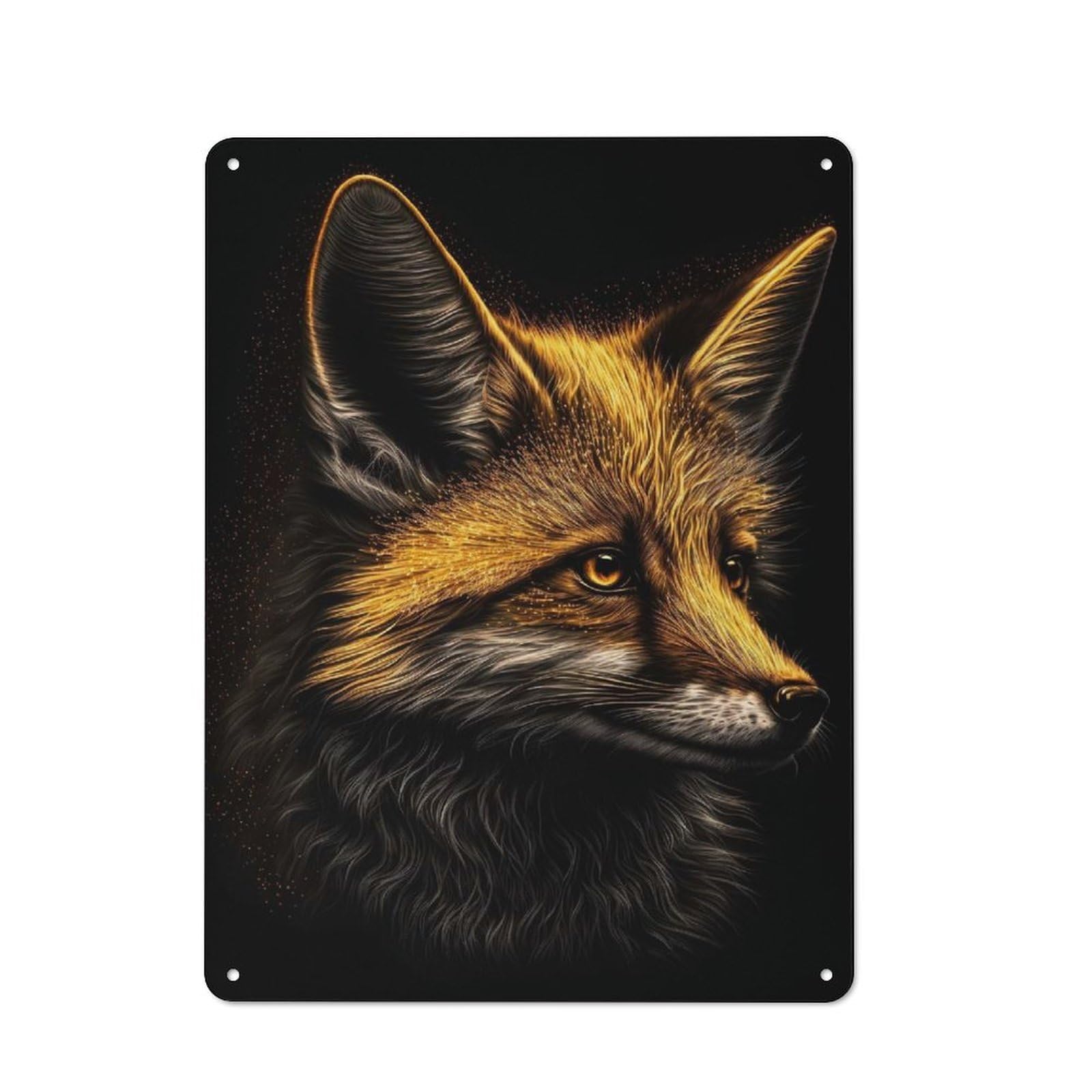 Vintage Fox Black Gold Tin Sign 40x30cm, Shed Wall Plaque for Garage, Workshop, Shed Or Utility Room